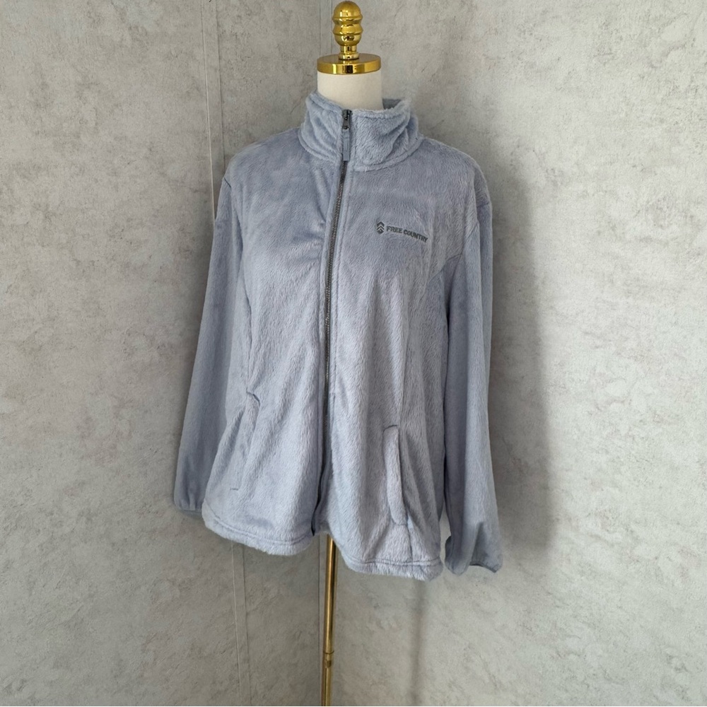 Light Blue Plush Full-Zip Fleece Jacket